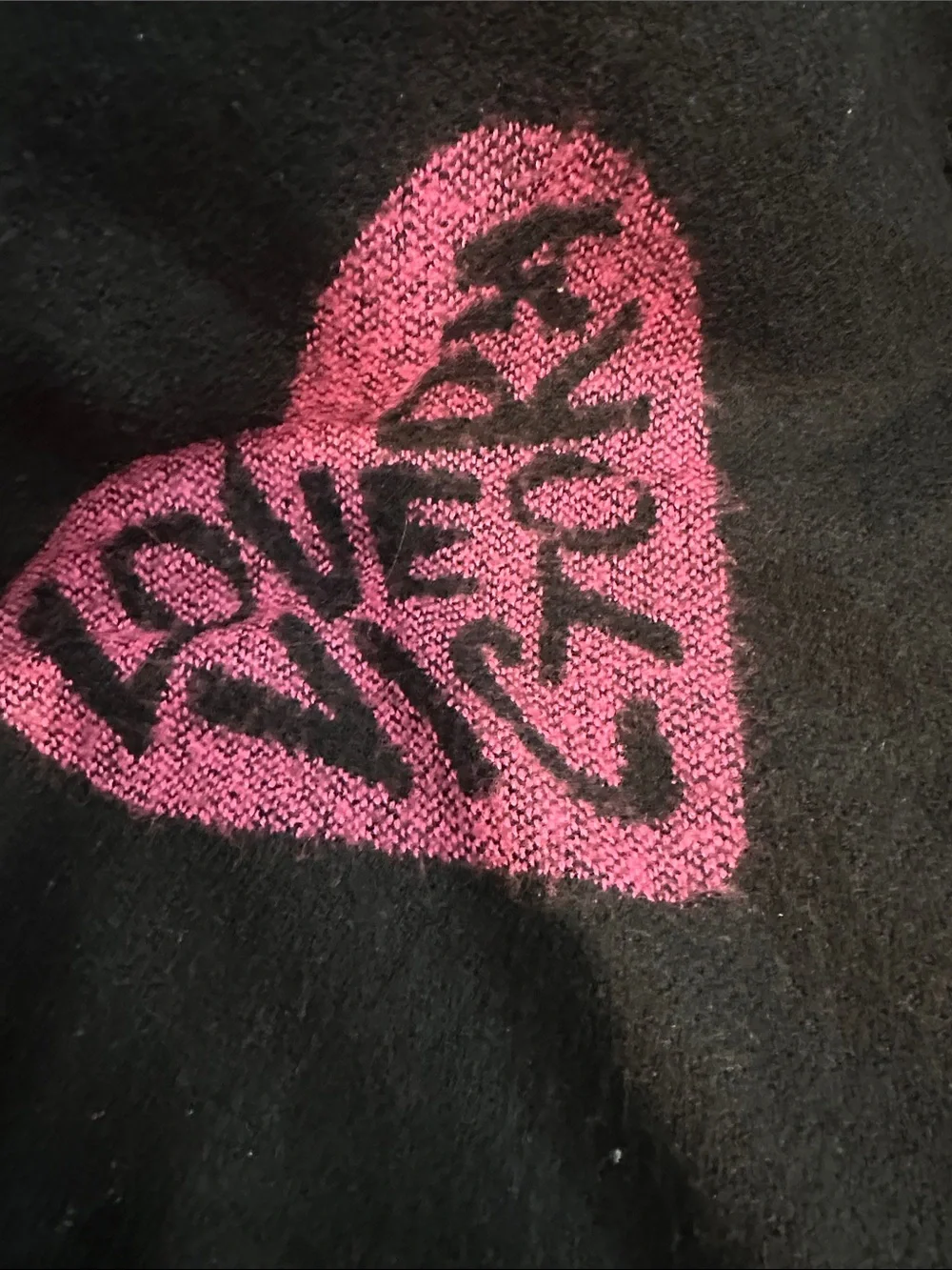 Victoria's Secret Black blanket with Pink Heart Motifs
